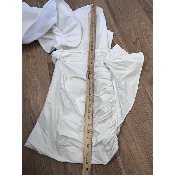 Redemption Dress ONE SHOULDER MINI DRESS IN POPELINE White Size Small Designer - Picture 6 of 12